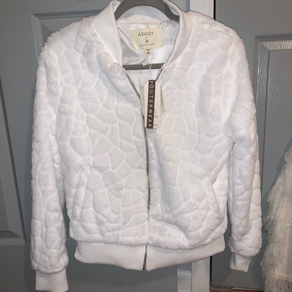 White Fur Bomber Jacket